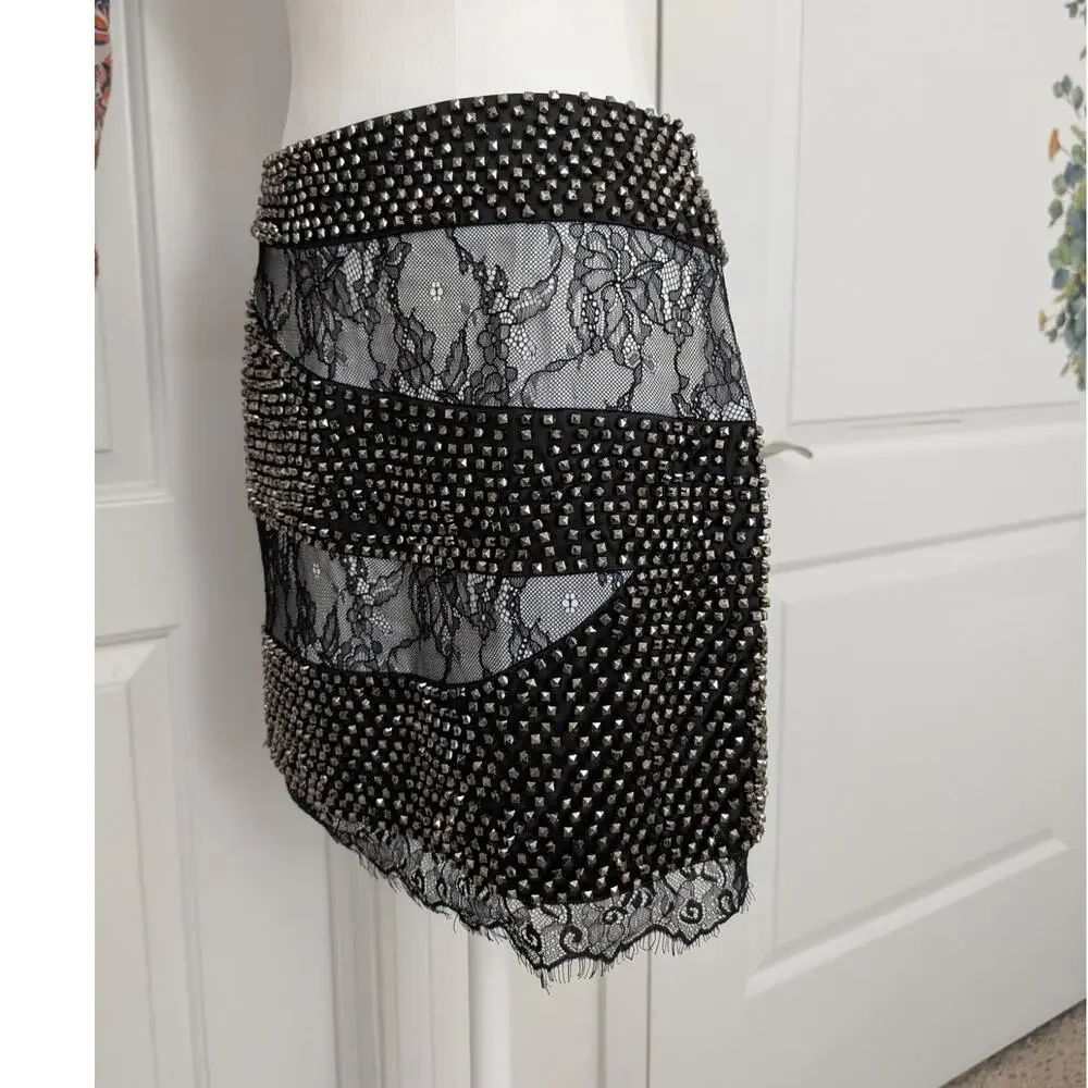 NWT Black-Collection vintage y2k beaded lace mini skirt - Picture 2 of 8